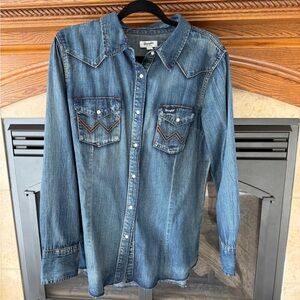 Wrangler Blue Denim Western Shirt